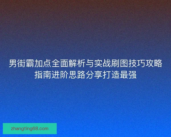 男街霸加点全面解析与实战刷图技巧攻略指南进阶思路分享打造最强