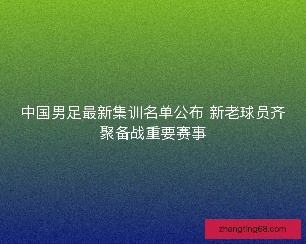 中国男足最新集训名单公布 新老球员齐聚备战重要赛事