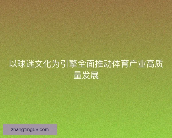 以球迷文化为引擎全面推动体育产业高质量发展